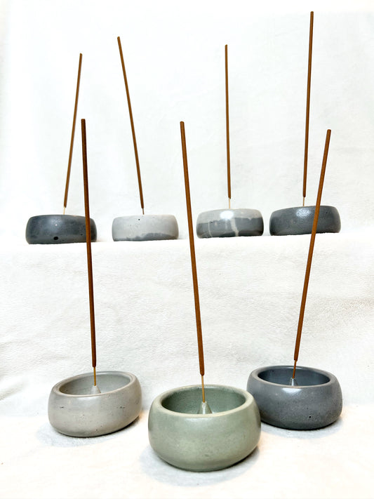 Round Concrete Incense Holder